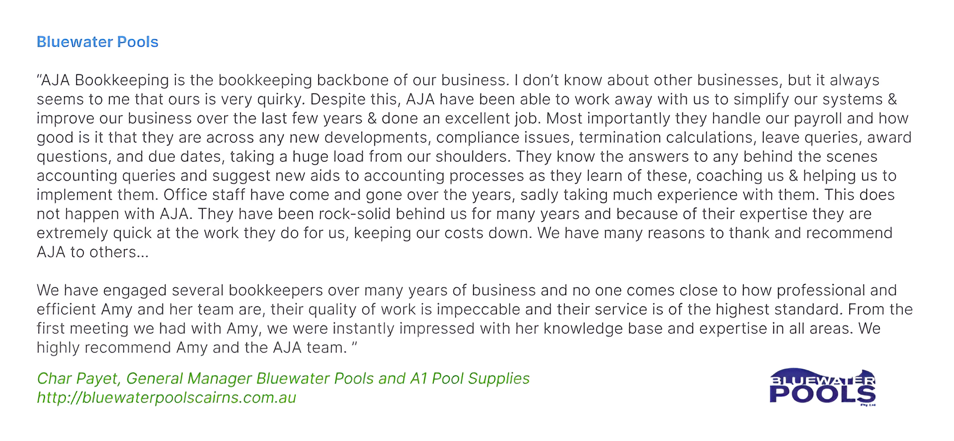 Bluewater Pools — AJA Bookkeeping Services In Cairns, QLD