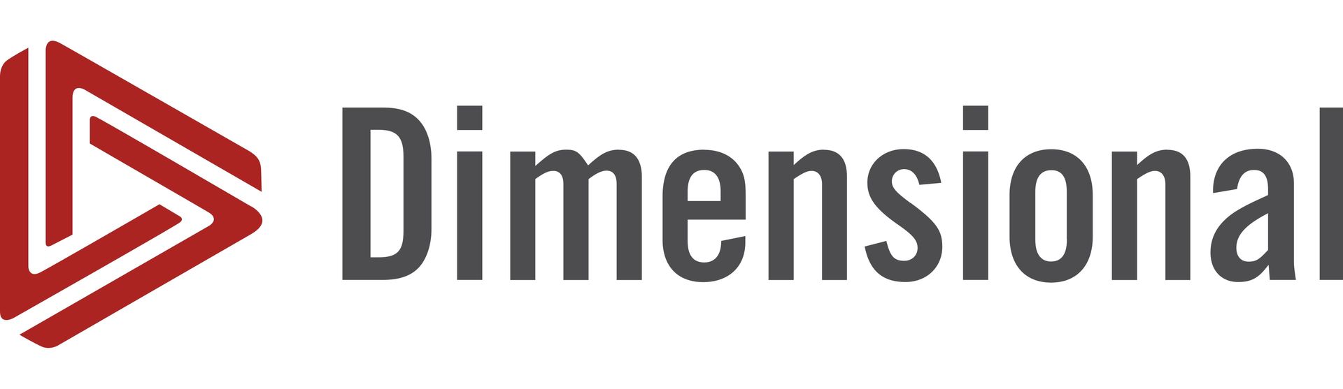Dimensional logo with red geometric icon and gray wordmark