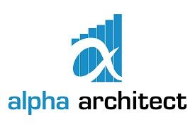 Alpha Architect logo with blue bar chart and stylized alpha symbol above the name