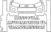 Black-and-white logo of a car lift with “Missoula Automotive & Transmission” text
