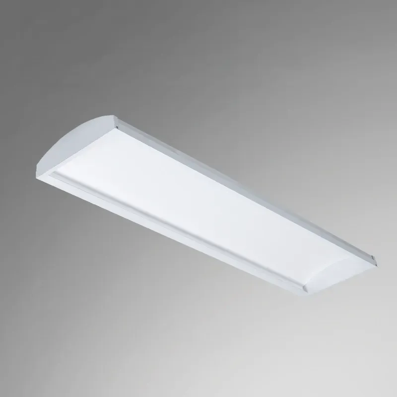 Elongated LED ceiling fixture with an opal diffuser and a white finish.