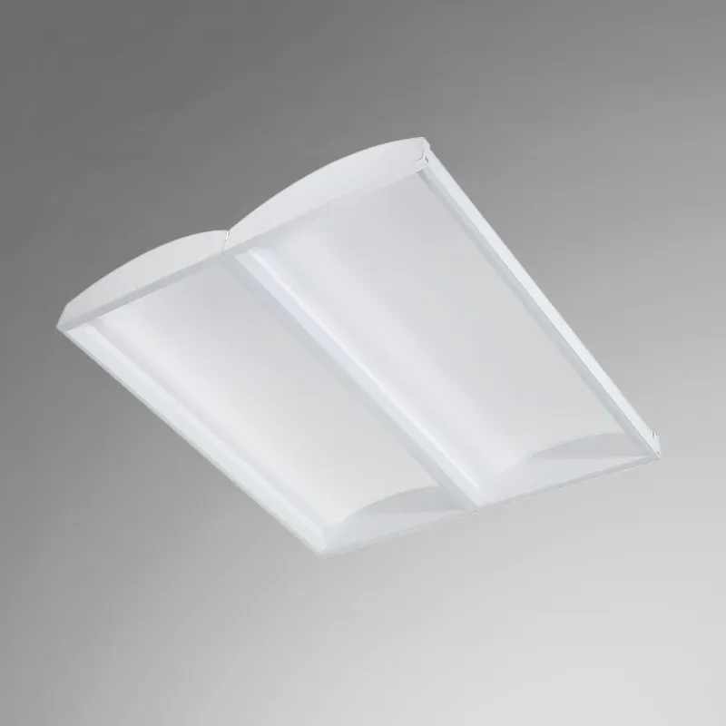 Rectangular LED ceiling fixture with a curved diffuser in a white finish.