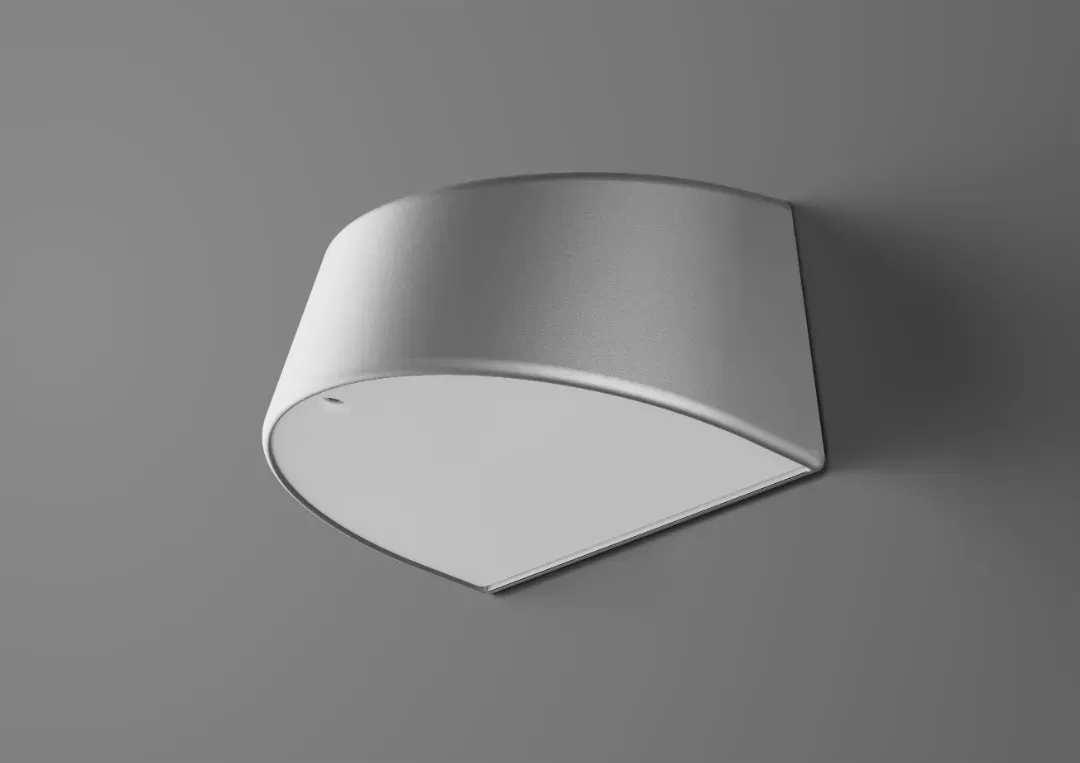 Moderne væglampe til facade- og områdebelysning med elegant, minimalistisk design.