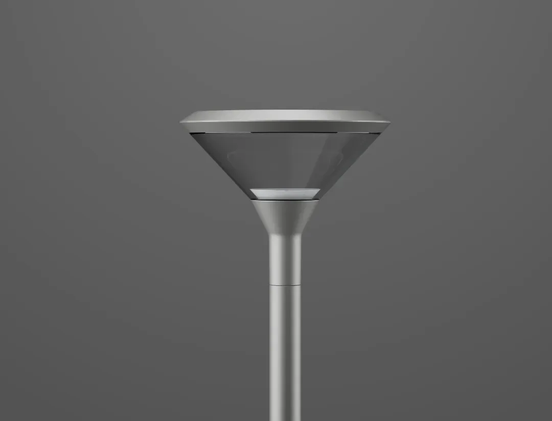 Modern outdoor poles for road, path, and area lighting.