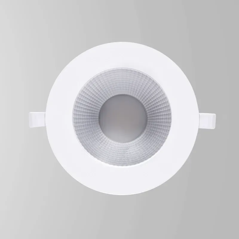 Round white LED recessed spotlight with a deep reflector.