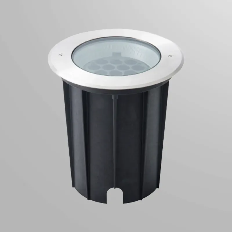 Round recessed LED luminaire with a stainless steel ring.