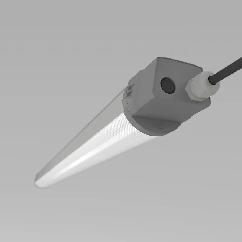 Linear LED luminaire with uniform light distribution for industrial, warehouse, and commercial lighting.