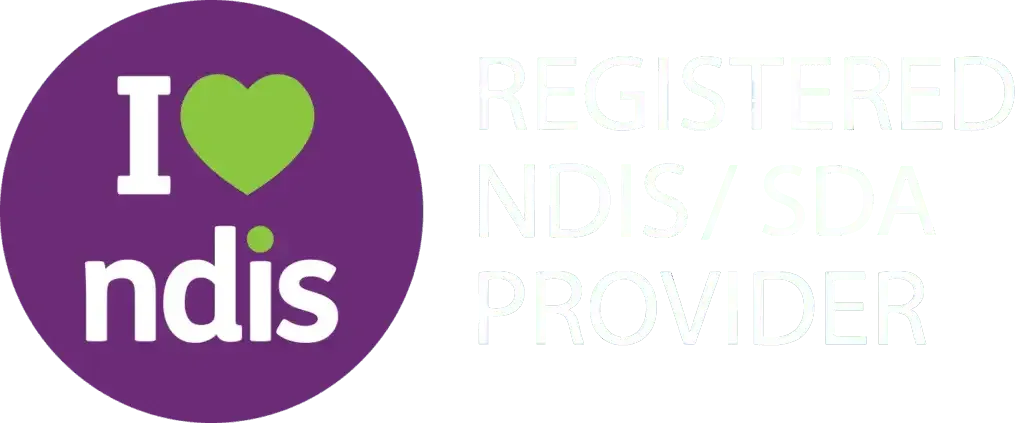 A purple circle with the words `` i love ndis '' on it.
