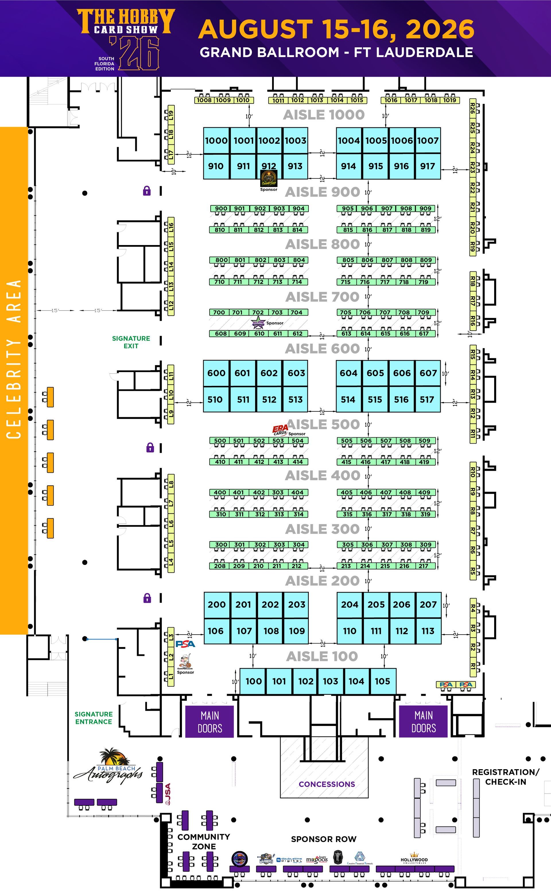A floor plan of the Grand ballroom for August 2026 show