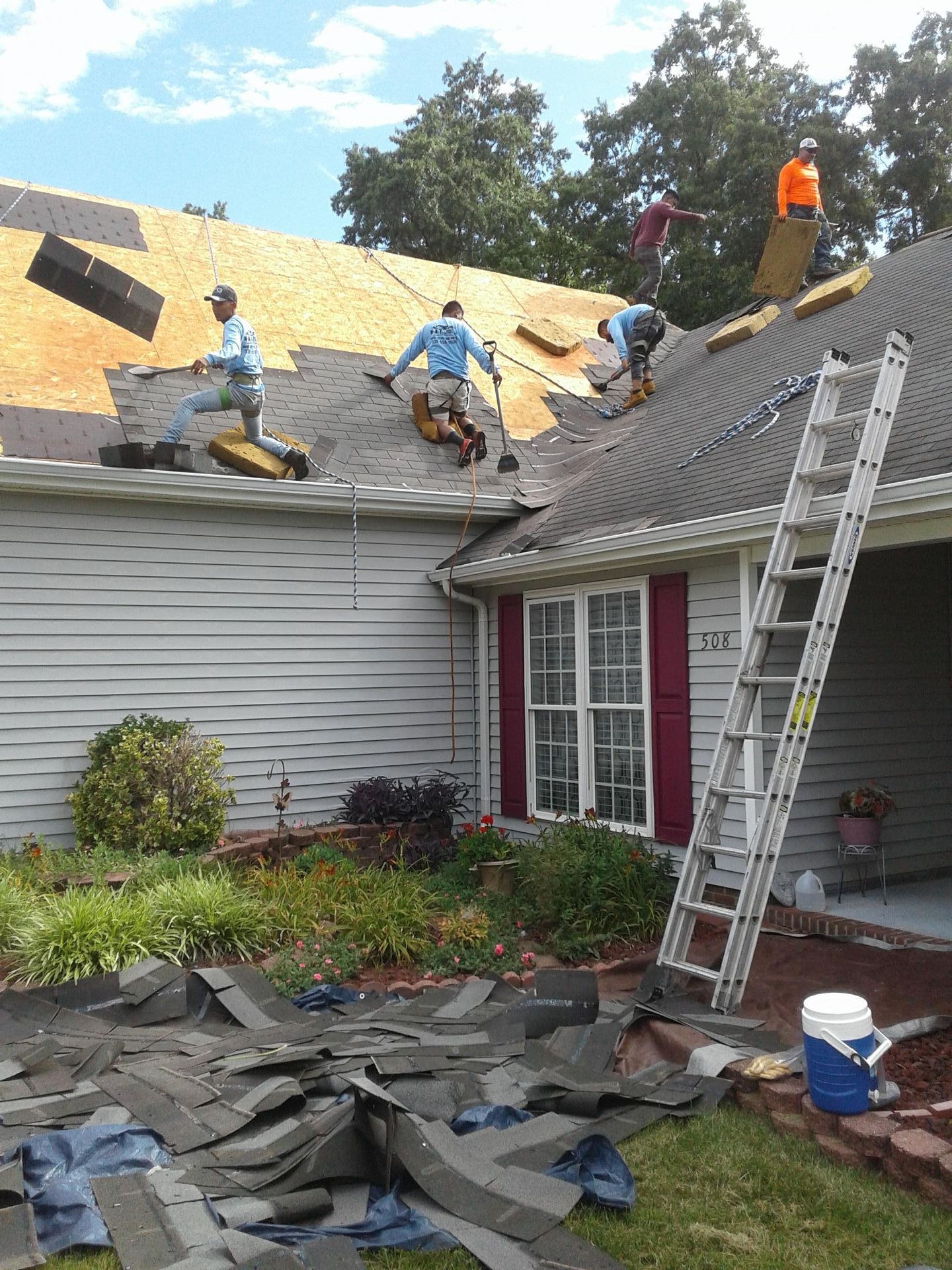 working on roof