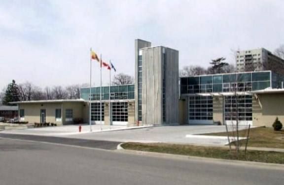 A large building with a fire hydrant in front of it