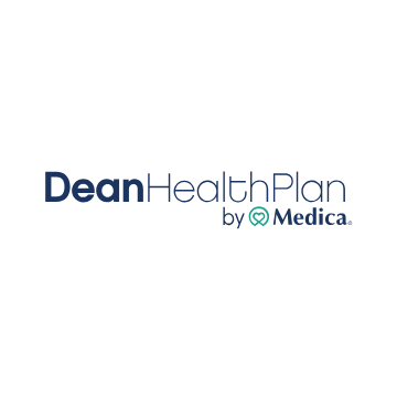 The dean health plan by medica logo is on a white background.