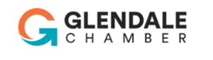 Glendale Chamber logo with teal and orange stylized G and black text on a white background