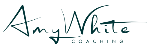 Amy white coaching logo on a white background