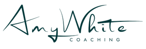 Amy white coaching logo on a white background