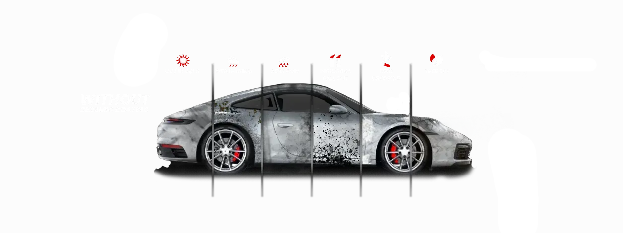 A car cut into sections with 