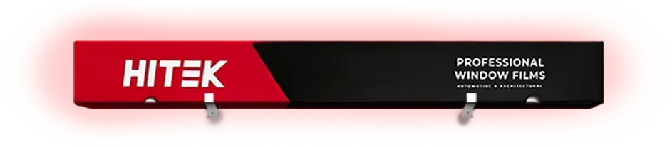 Box of Hitek Professional Window Film, red and black with white text.