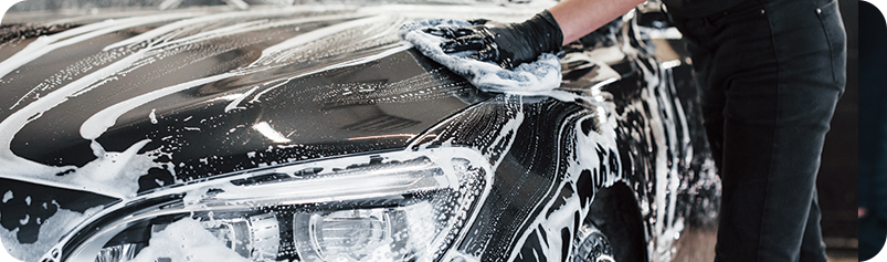 Car being cleaned before ceremic coating