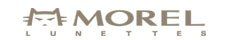 Morel Lunettes logo with stylized cat face icon above the brand name in brown and gray