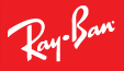 Ray-Ban logo in white script on a red background