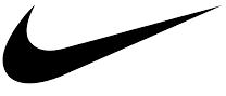 Black Nike swoosh logo on a white background