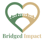 Heart-shaped logo with a bridge; half green, half tan. 