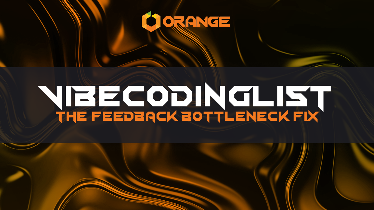 Abstract background with forefront text VibeCodingList - The Feedback Bottleneck Fix