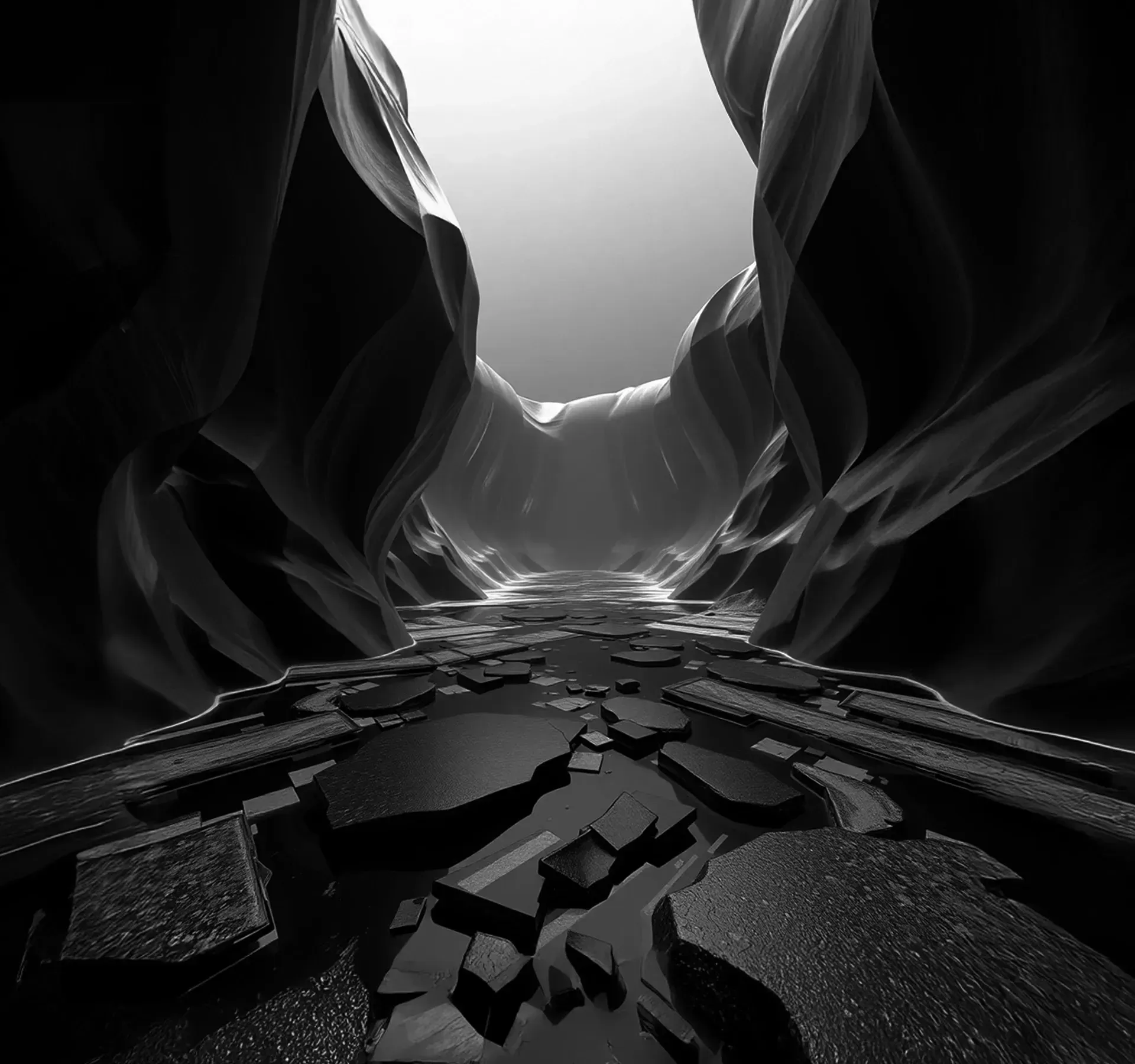Cracked digital path through a canyon, symbolizing guidance and navigation in Web3 development.