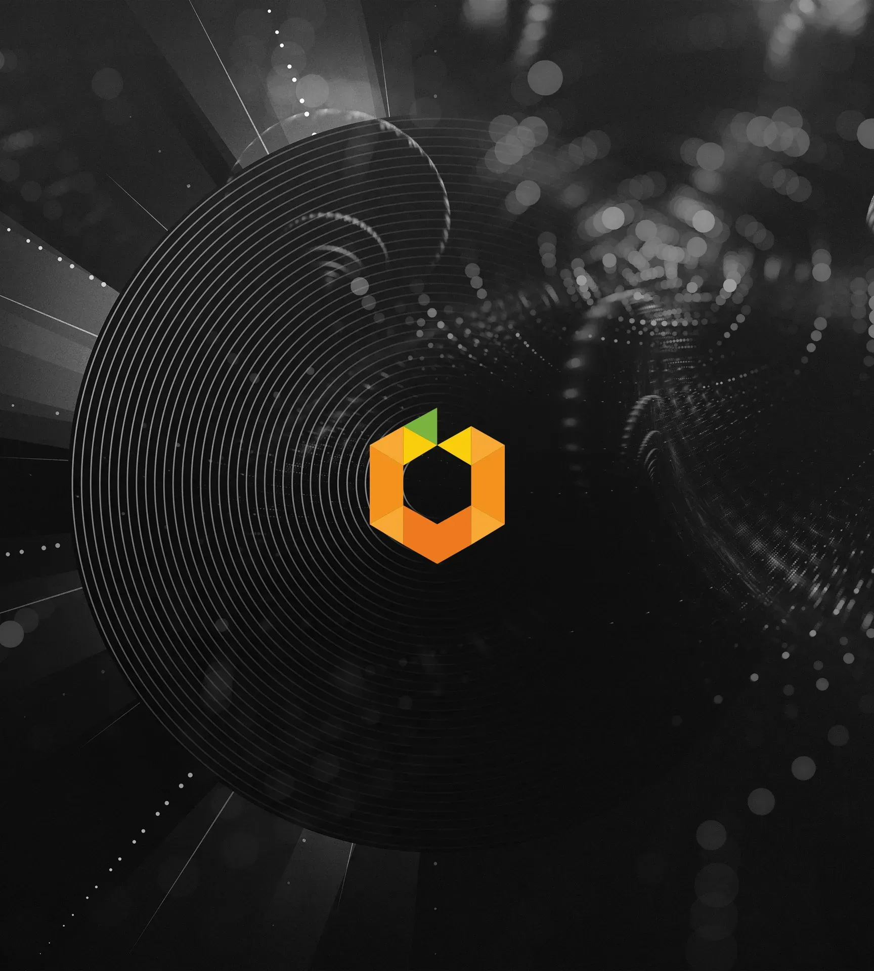 Orange Token logo over a digital vortex background, representing Orange Web3 discovery.
