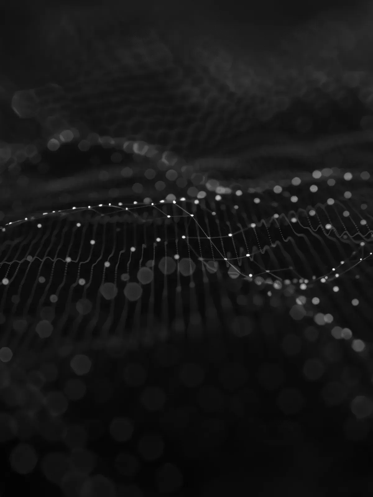 Abstract digital wave of connected nodes, representing Web3 networks and data flow.
