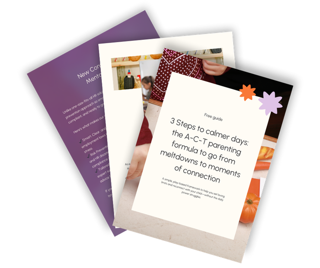 Stack of colorful brochures with text, including a white leaflet on top and purple and maroon covers underneath.