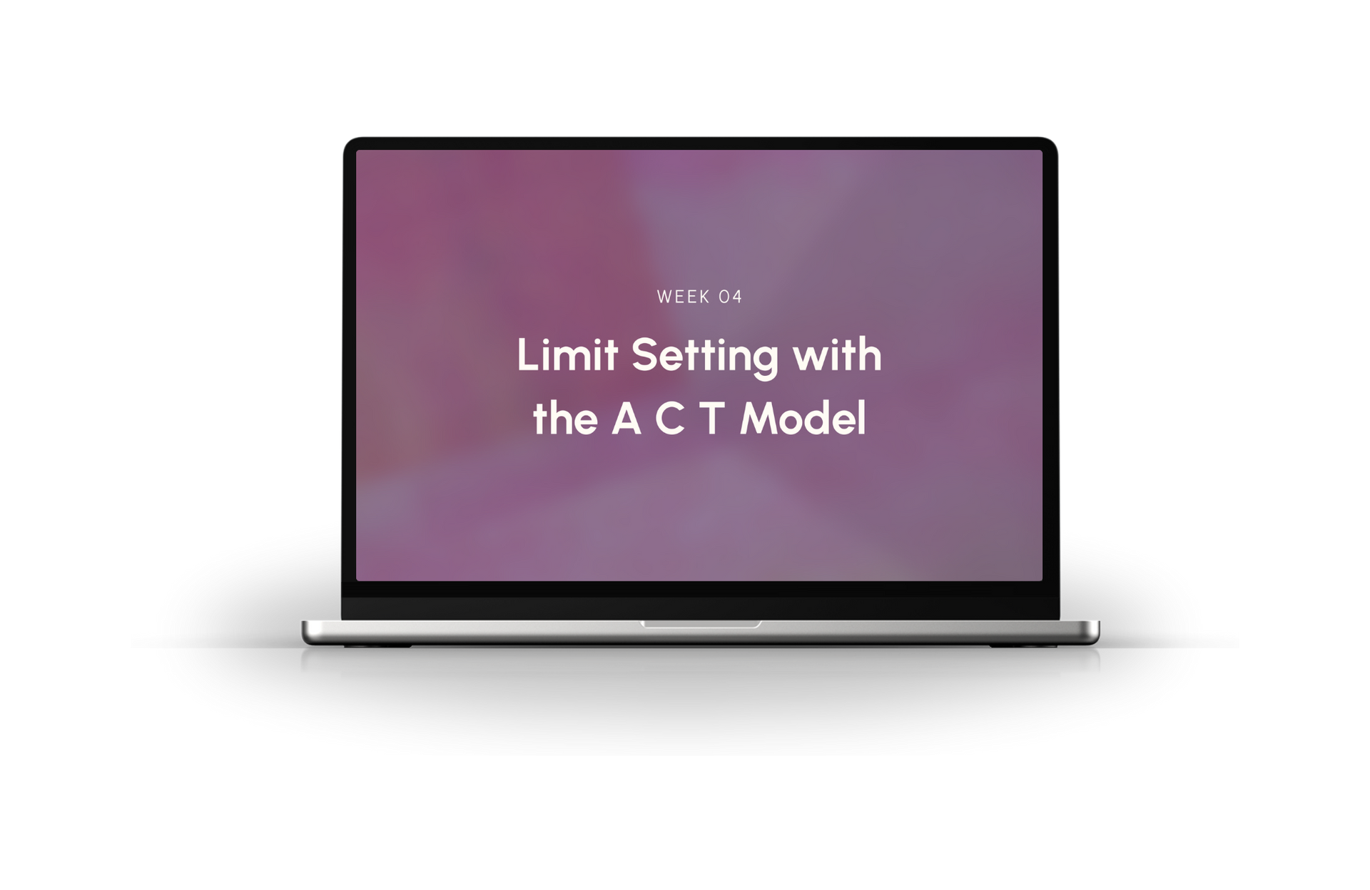 Laptop screen showing “Limit Setting with the A C T Model” on a purple background