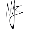 Monogramma astratto in bianco e nero con lettere intrecciate MJS.