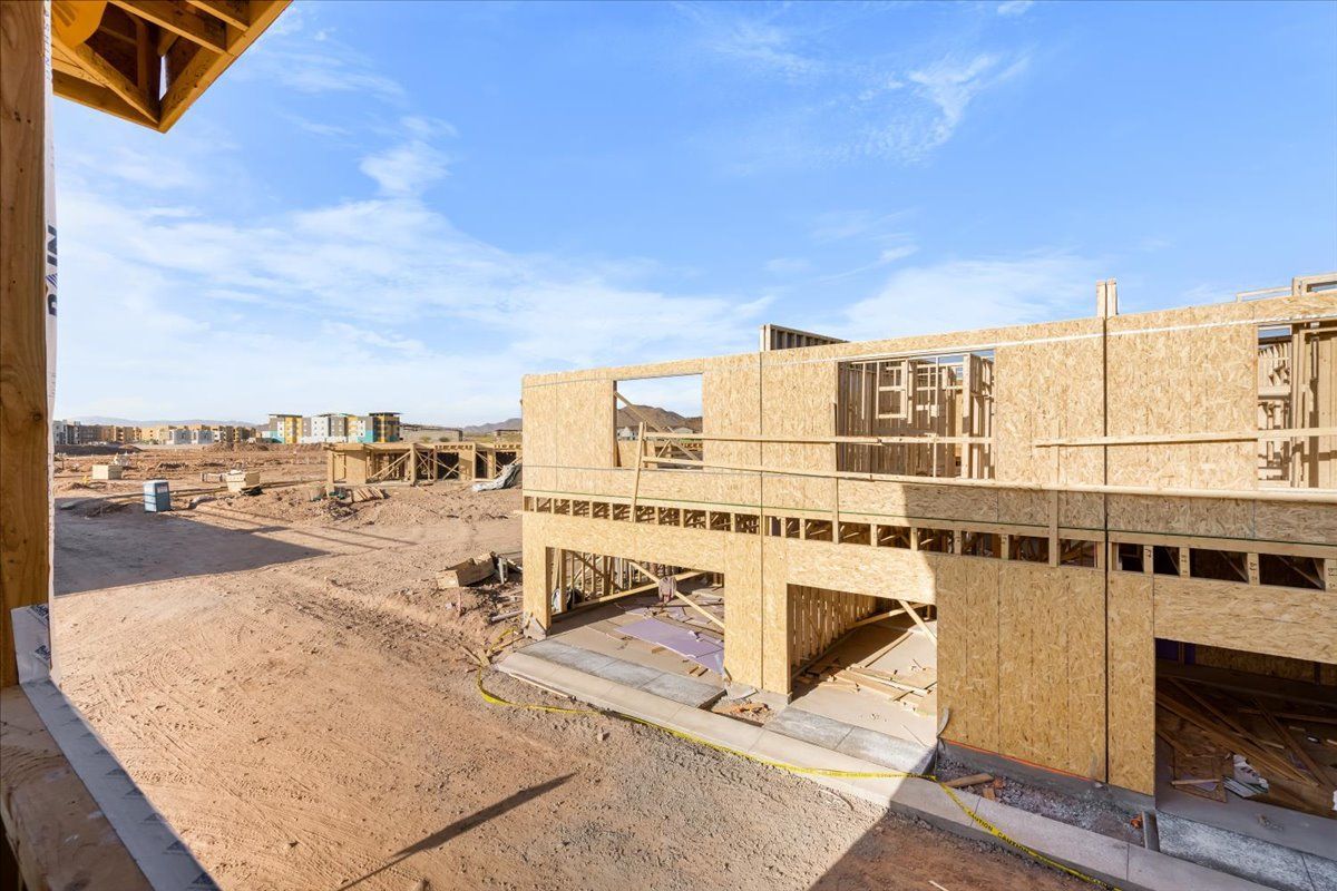 A house is being built in a construction site.