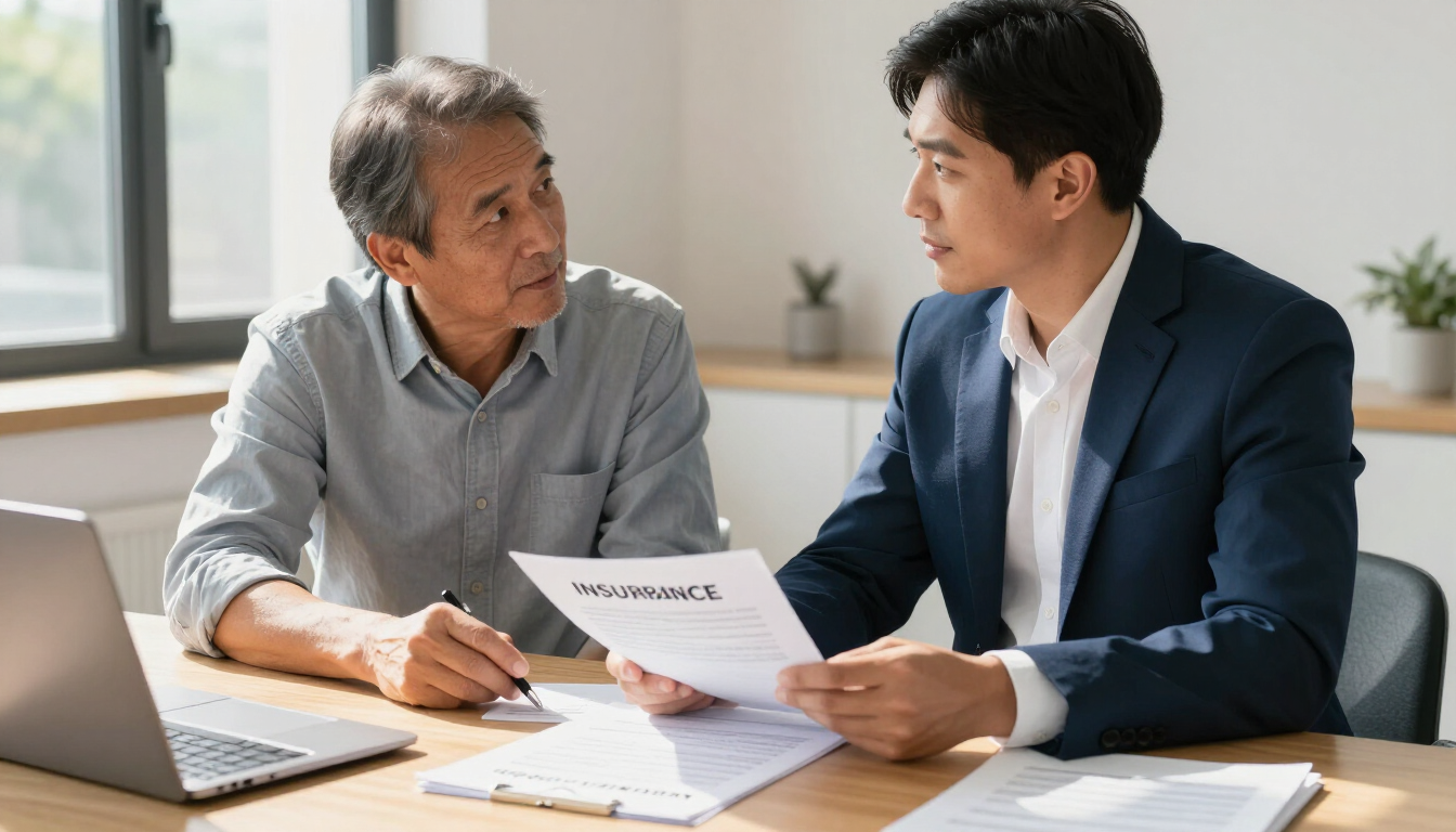 Homeowner reviewing insurance documents with an agent