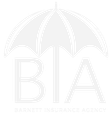 Barnett Insurance Agency logo with stylized umbrella and BA initials in light gray