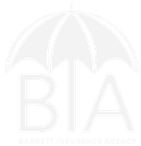 Barnett Insurance Agency logo with umbrella icon and large BA initials