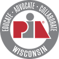 Wisconsin PIA logo with gray circle, red and gray emblem, and words “Educate • Advocate • Collaborate”