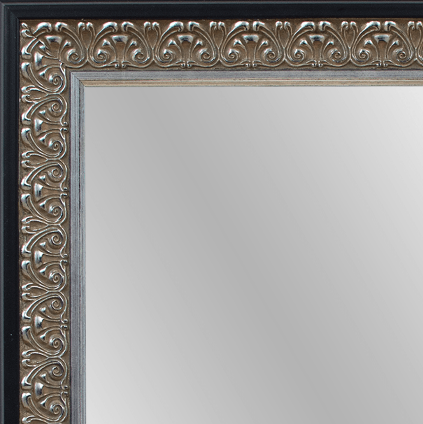 Mirror Renovations 4054 Framed Mirror - Antique Silver w/Black Trim