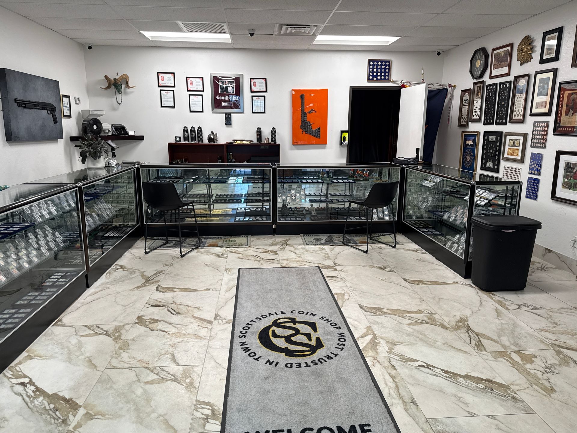 Showroom interior at Scottsdale Coin Shop, serving coin collectors from Gilbert and the Greater East Valley