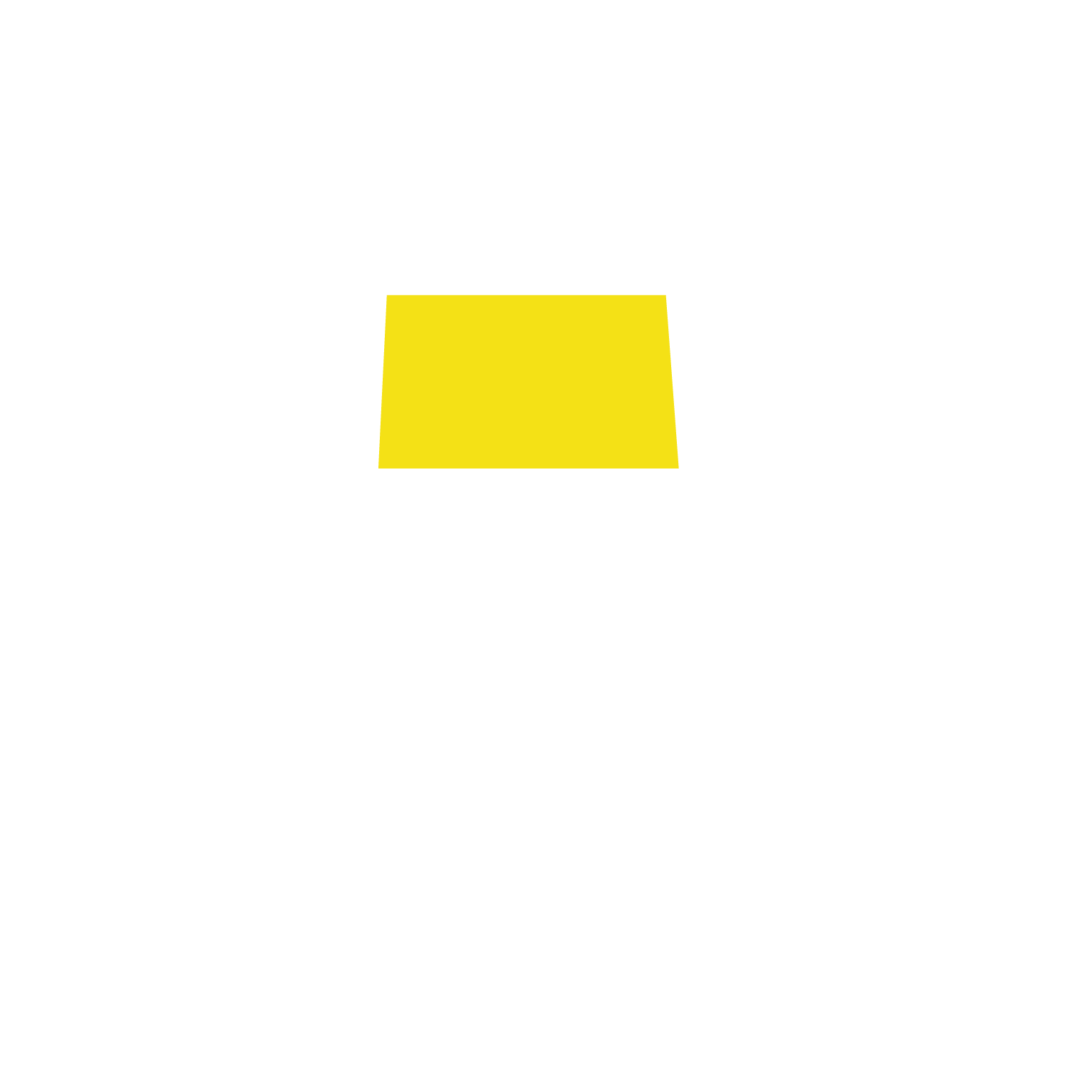 A yellow rectangular shape representing the state of North Dakota against a white background.