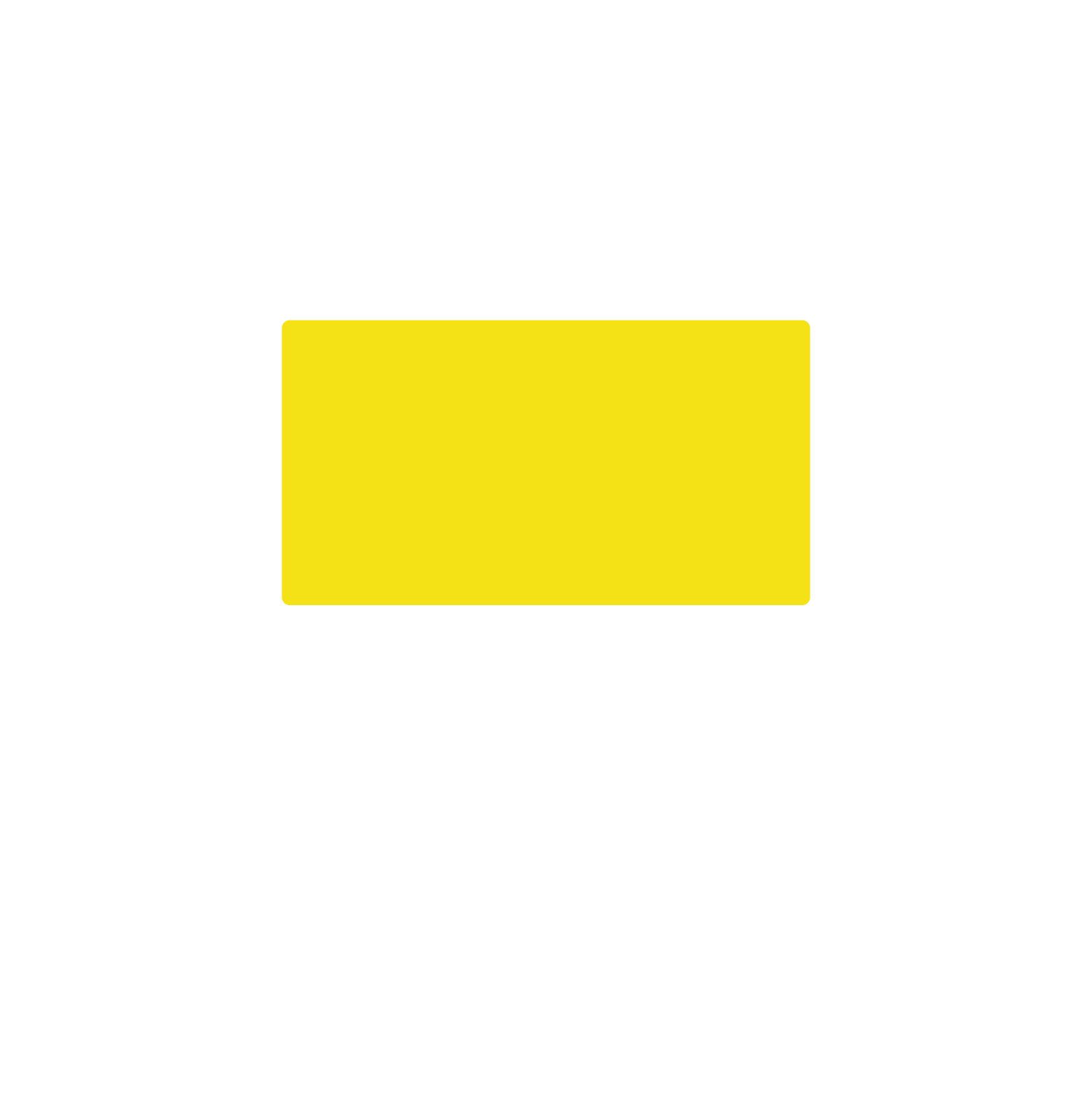 A horizontal, solid yellow rectangle centered against a white background.