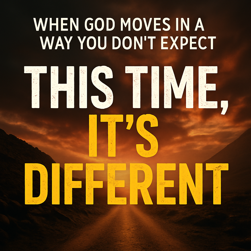 Sermon thumbnail text reads βThis Time, Itβs Differentβ with dramatic lighting over a road in the wi