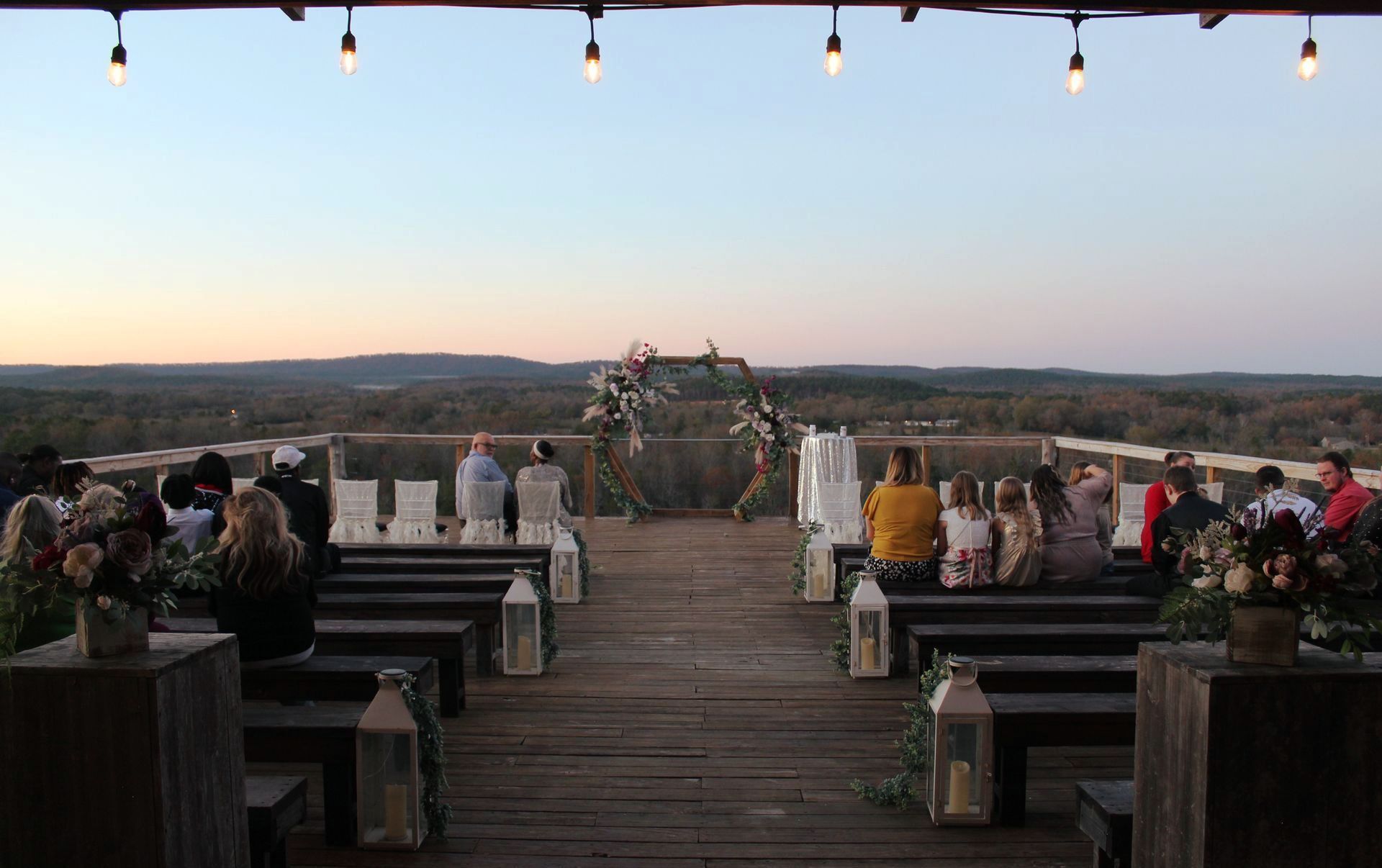 wedding view looking out through arch at landscape
