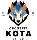 Logo for CrossFit Kota: geometric wolf head, text "CROSSFIT KOTA", and "SF | SD" with "EST 2023" on sides.