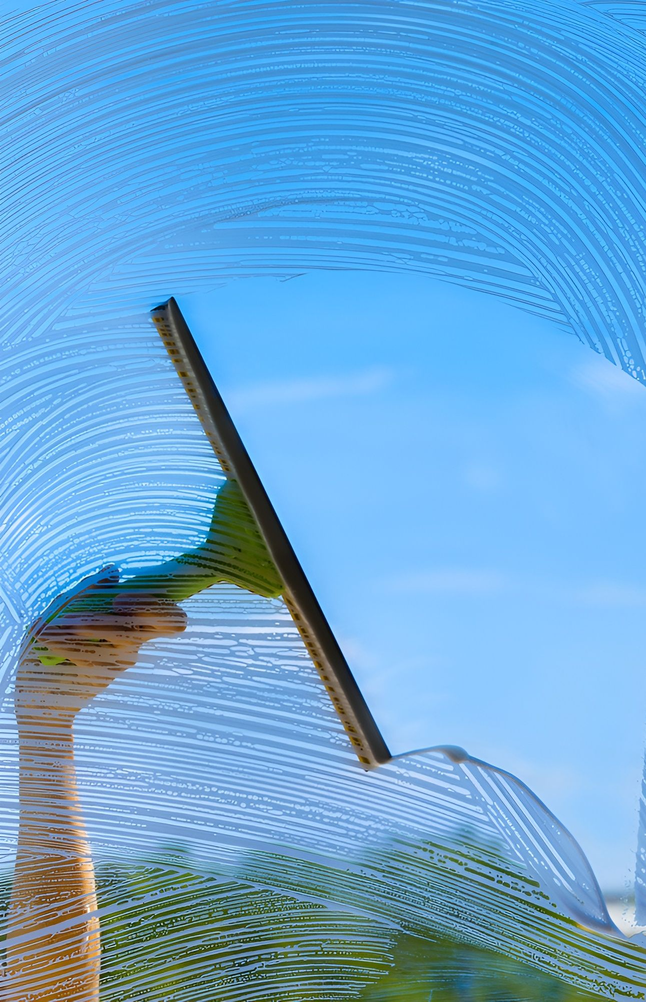 Hand Using a Squeegee to Clean a Window — Cairns Local Cleaning Services in Woree, QLD