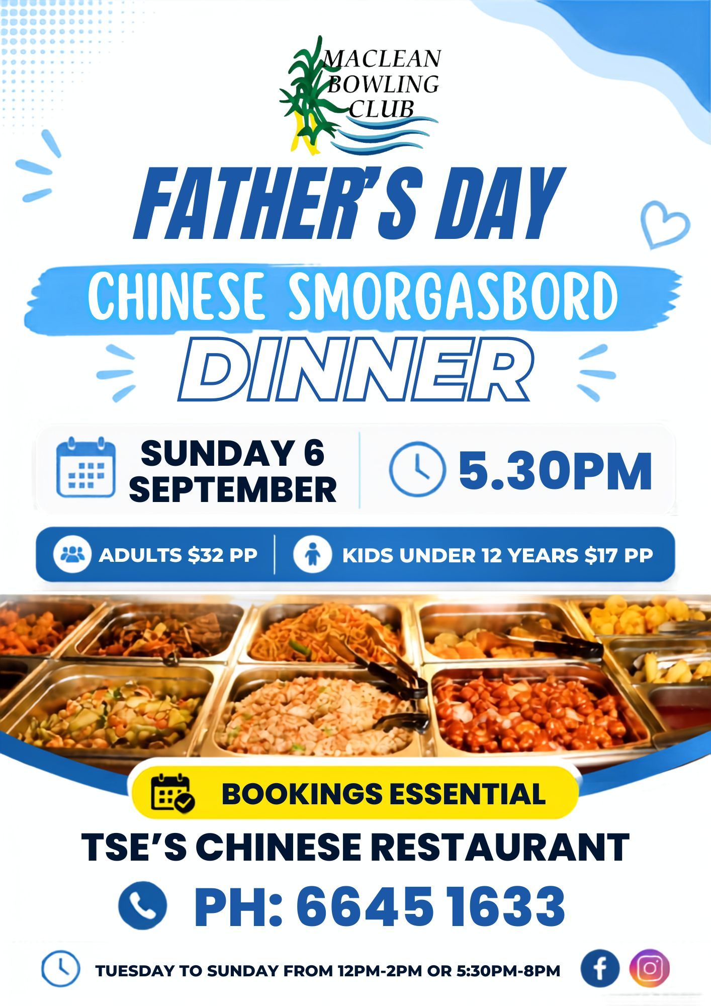 Father's Day Chinese Smorgasbord Dinner at Tse's Chinese Restaurant 2026