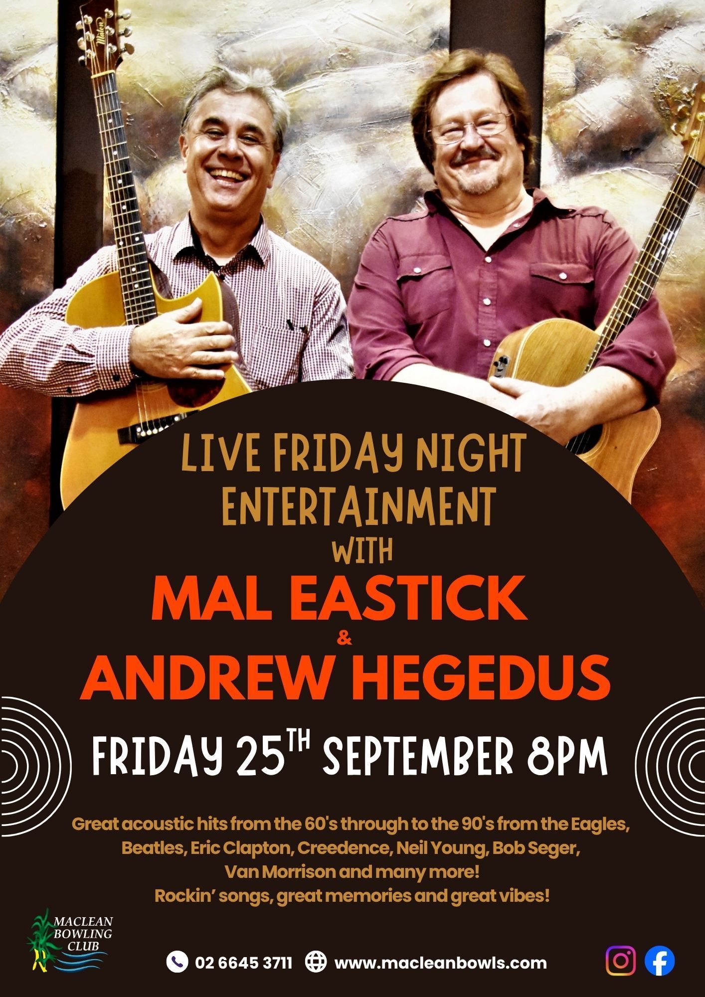 Mal Eastick & Andrew Hegedus - Fri Night live entertainment at Maclean Bowling Club