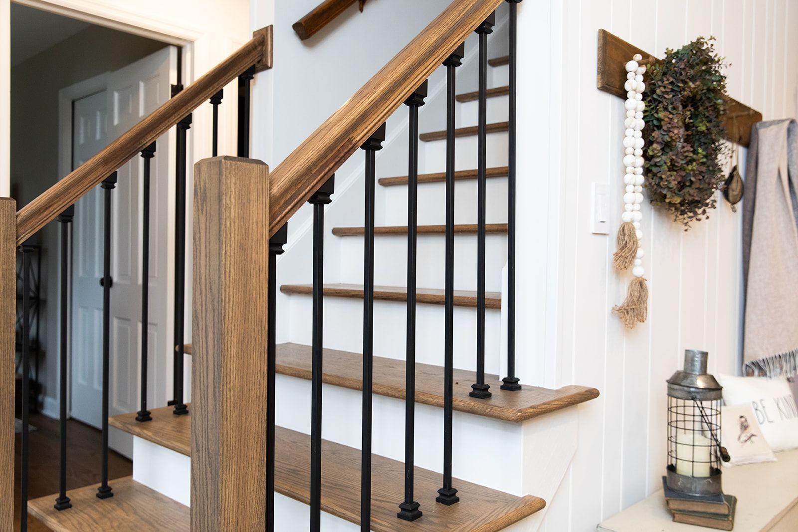A wooden staircase