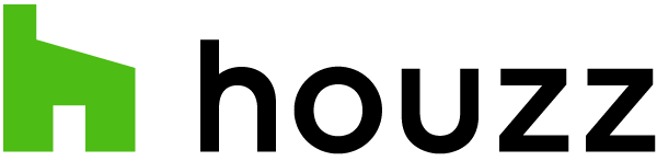 Houzz logo: Green house icon next to the word
